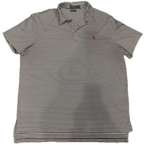 Ralph Lauren Performance Polo Shirt Blue and White Striped Mens XXL